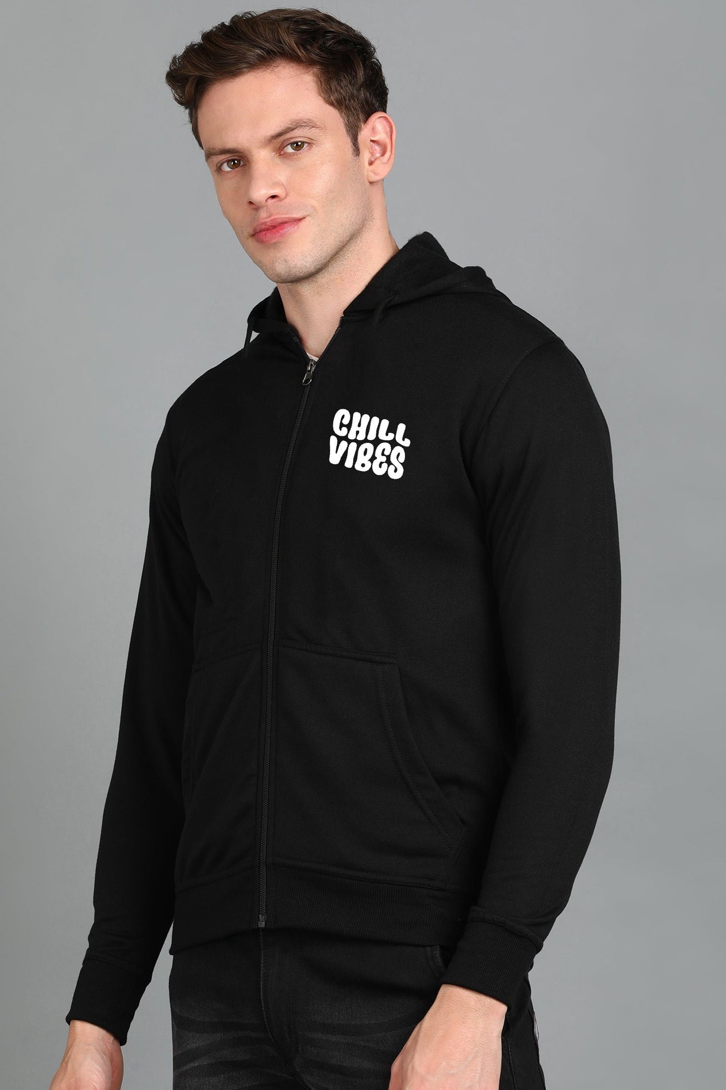 Chill Vibes Men’s Relaxed Fit Zipper Hooded Hoodie