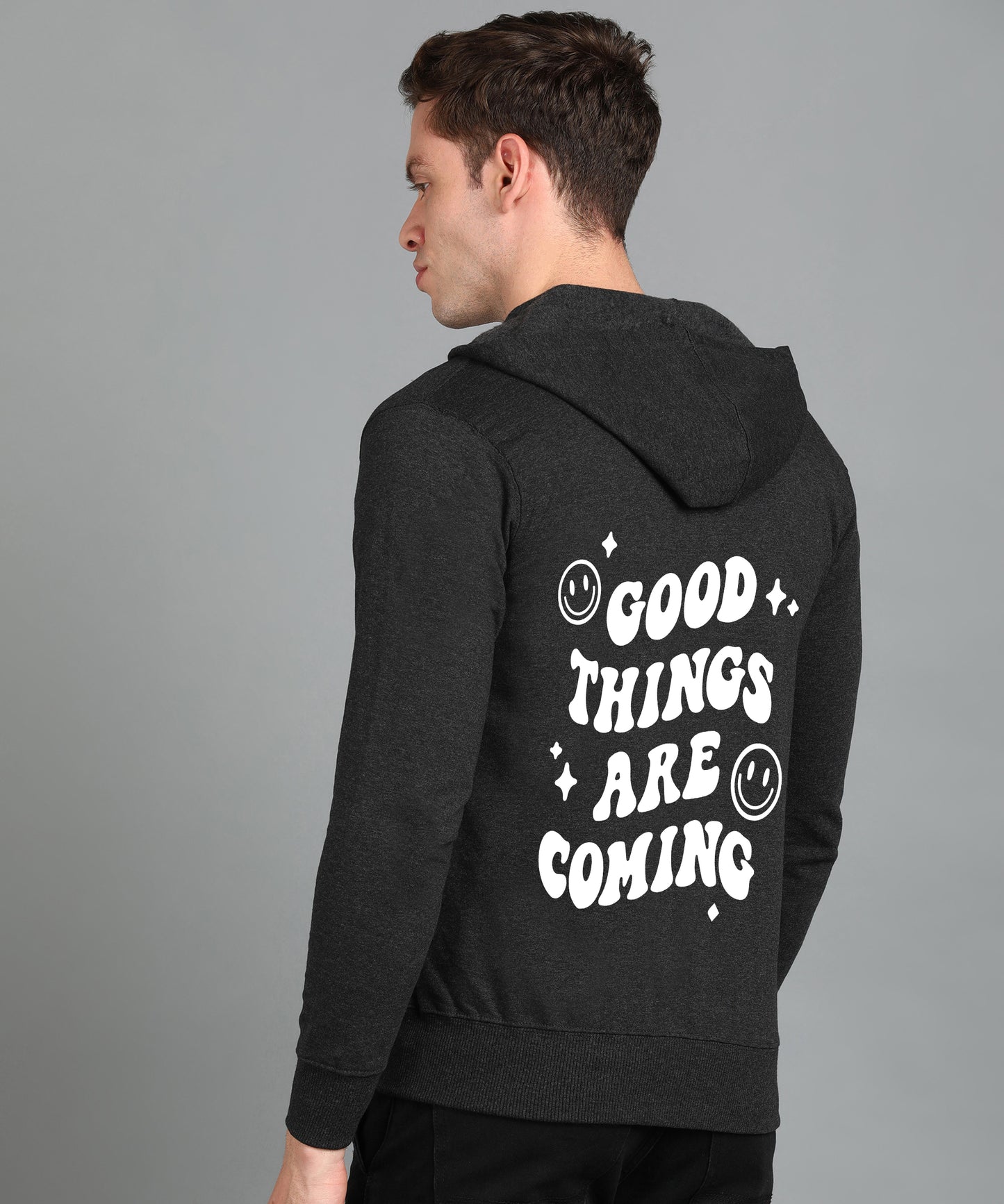 Good Things Are Coming Men's Zipper Hooded Hoodie