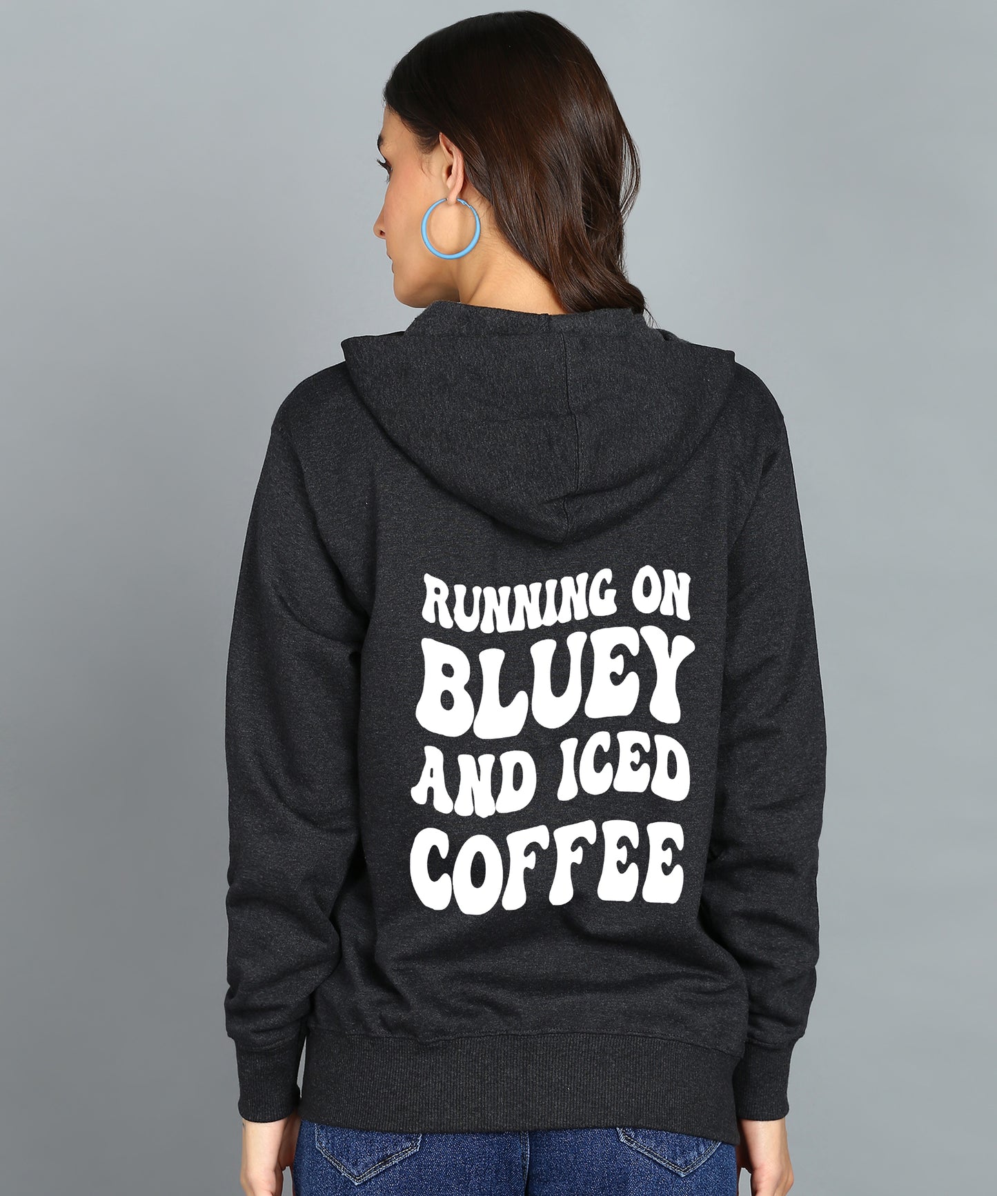 Running on Bluey and Iced Coffee Women’s Zipper Hooded Hoodie