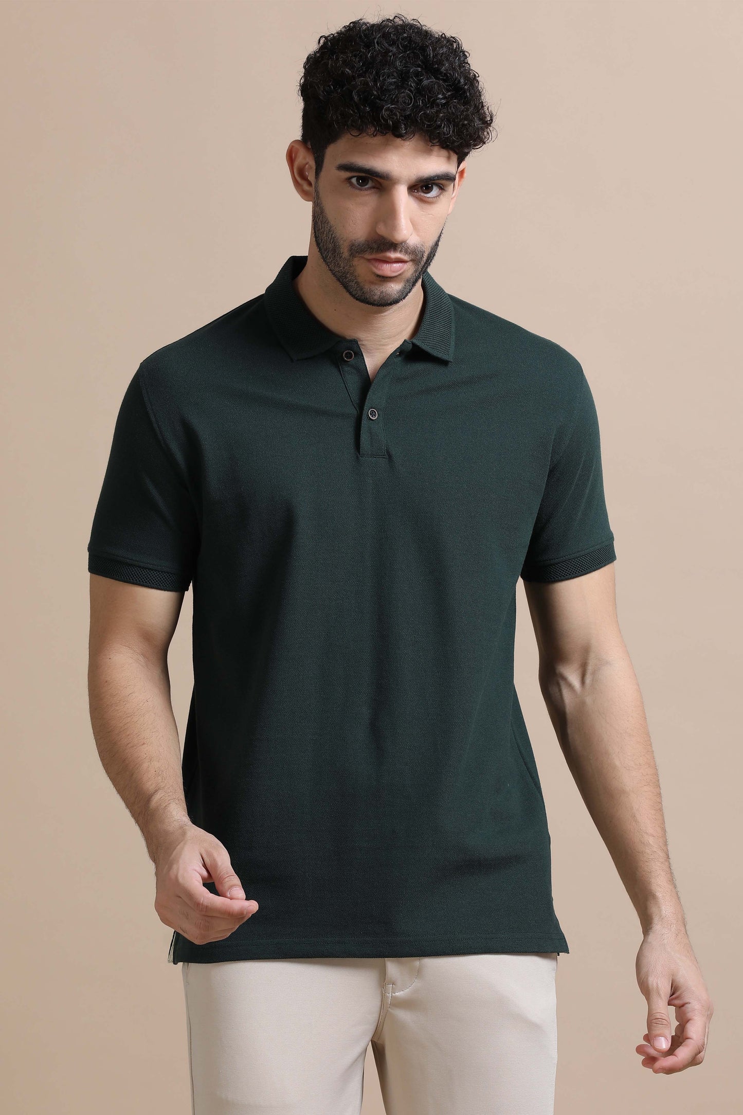 Sustainable Forest Green Men’s Premium Polo T-Shirt | Eco-Friendly Luxury
