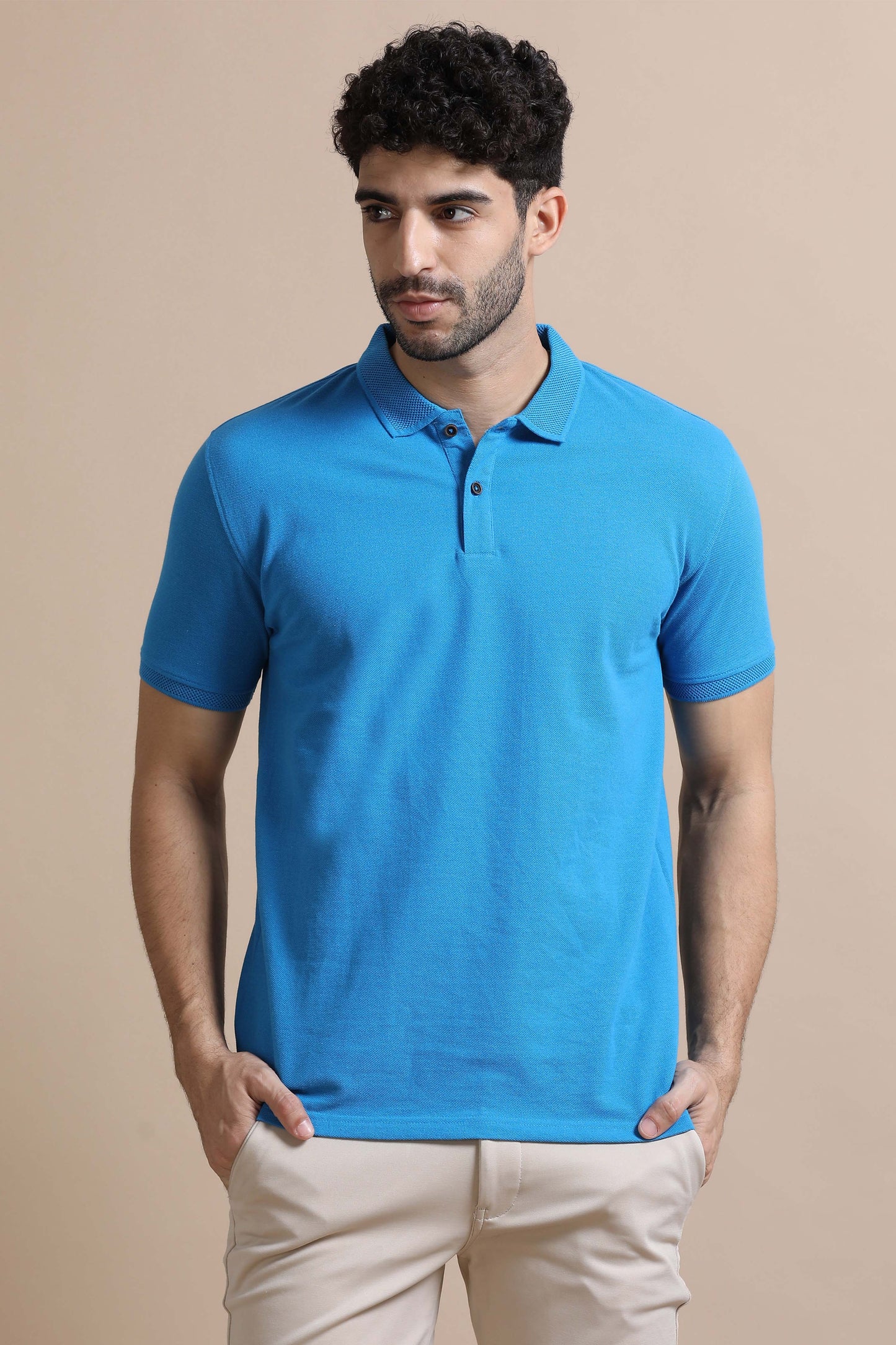 Aqua Blue Sustainable Premium Polo Eco-Friendly Casual Wear T-Shirt for Men