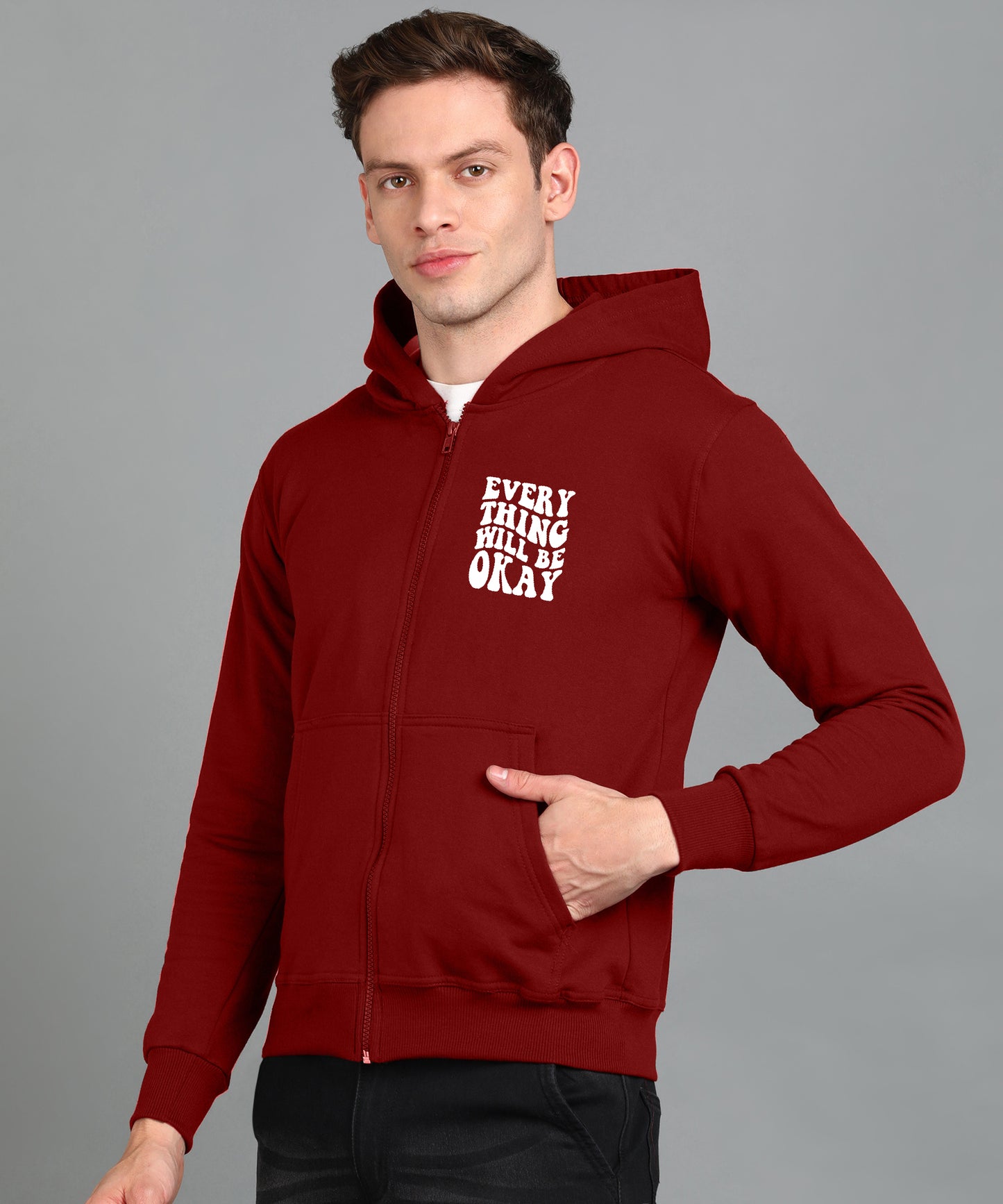Everything Will Be Okay Men's Zipper Hoodie | Comfortable & Stylish