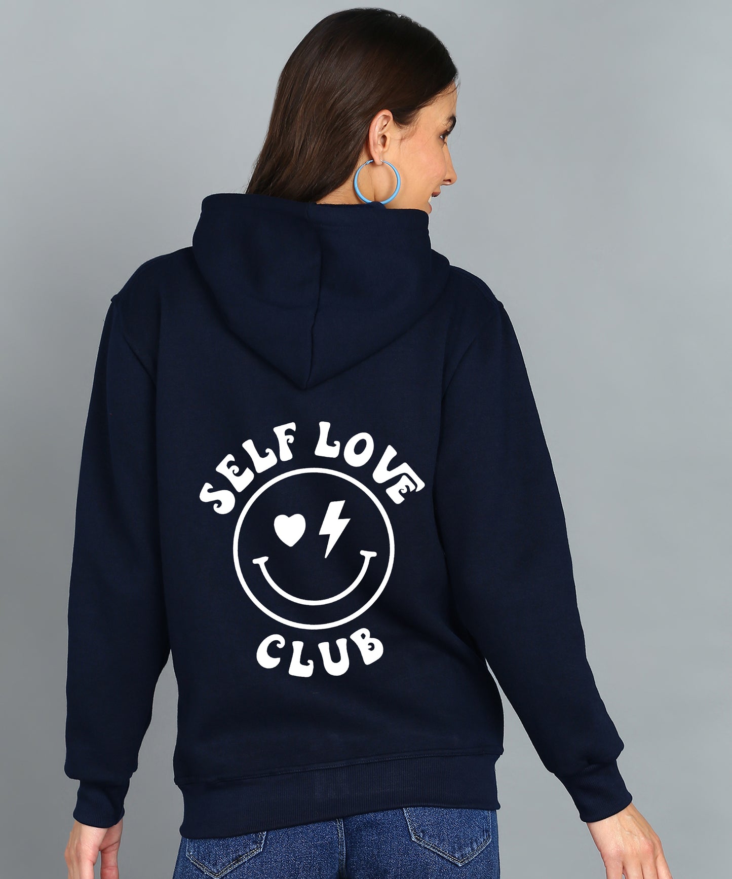 Back Printed Women's Cotton Full Zipper Sweatshirt Hoodies with Kangaroo Pocket Winter Wear Hooded Neck Sweatshirt