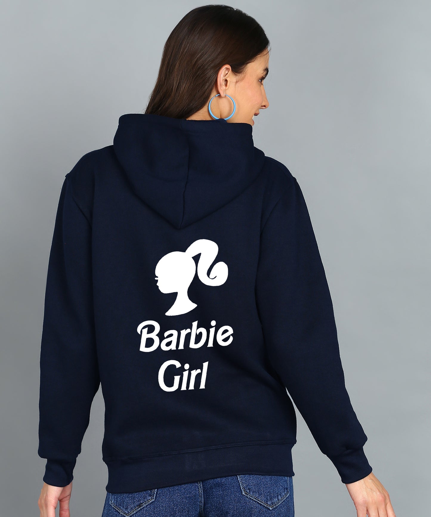 Back Printed Women's Cotton Full Zipper Sweatshirt Hoodies with Kangaroo Pocket Winter Wear Hooded Neck Sweatshirt
