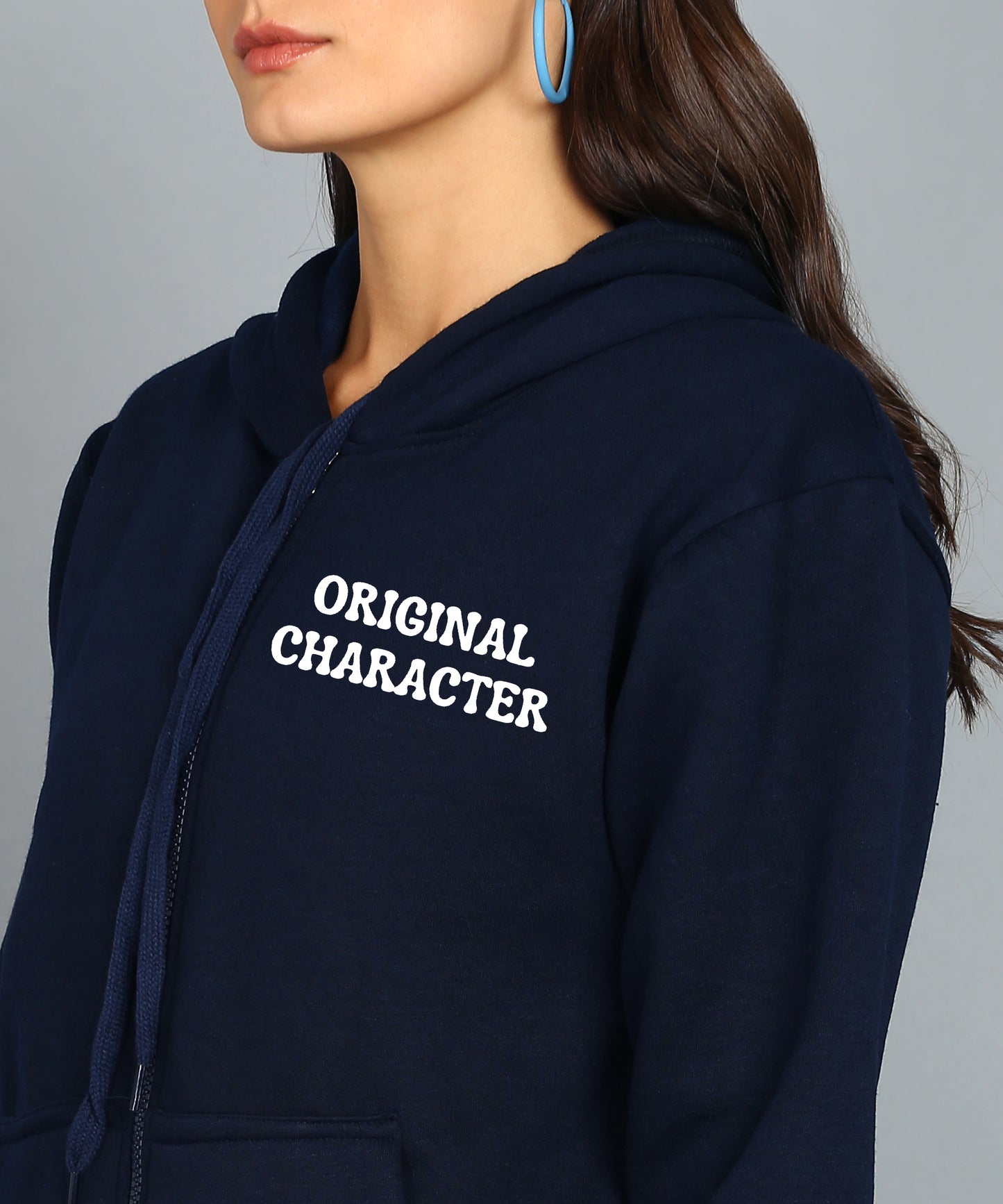 Back Printed Women's Cotton Full Zipper Sweatshirt Hoodies with Kangaroo Pocket Winter Wear Hooded Neck Sweatshirt
