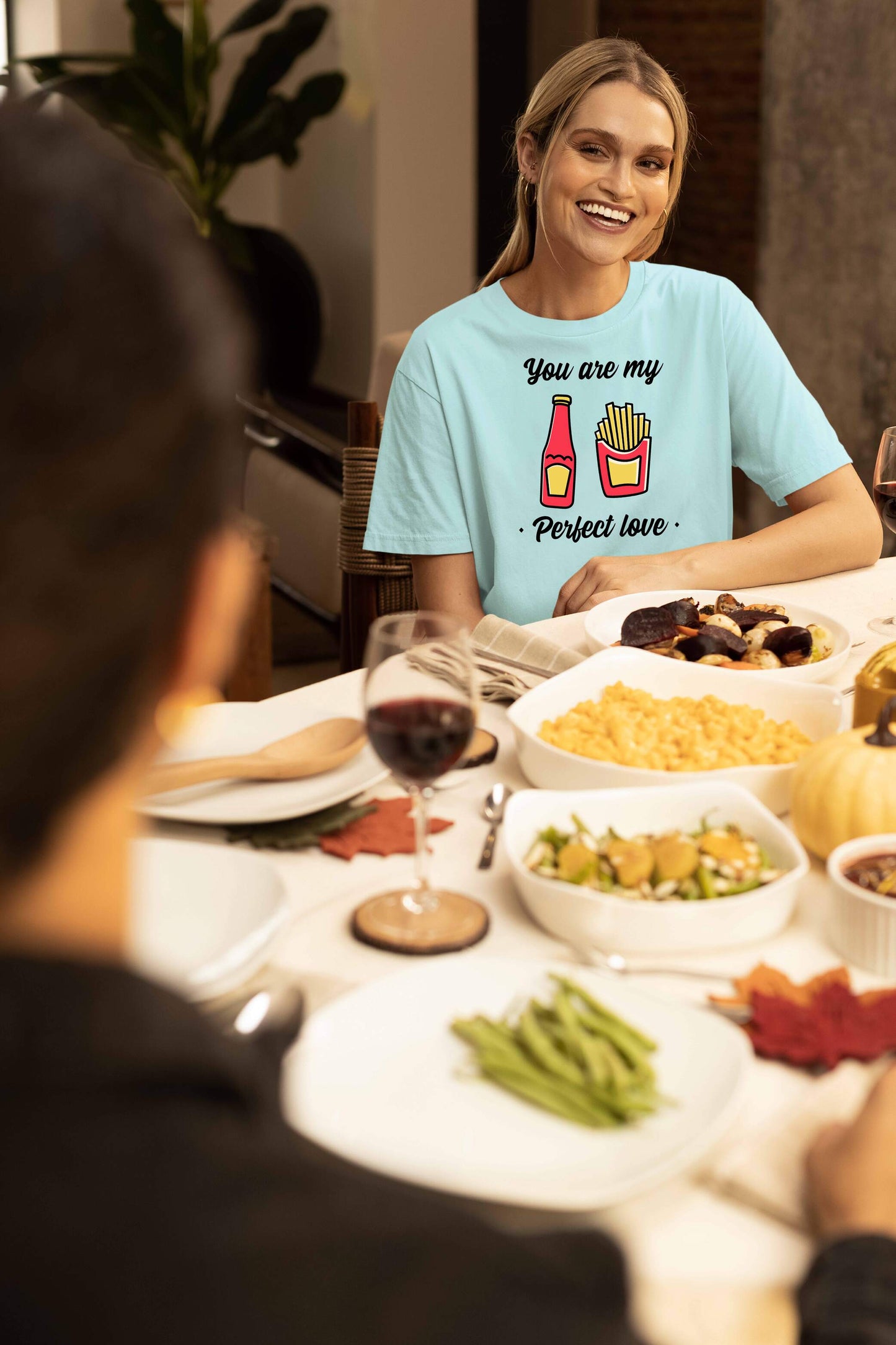 You Make Me Happy Printed Oversized Couple T-Shirts - Super Combed Cotton