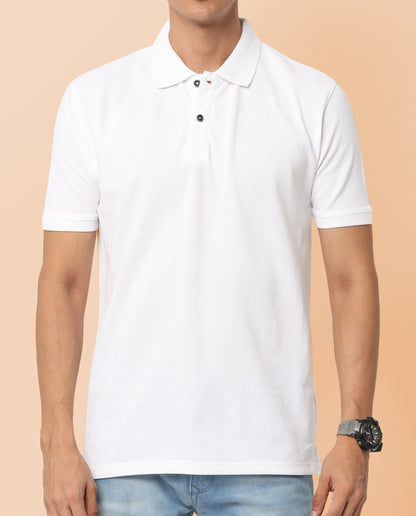 Sustainable White Premium Polo T-Shirt for Men | Eco-Friendly Stylish Casual Wear