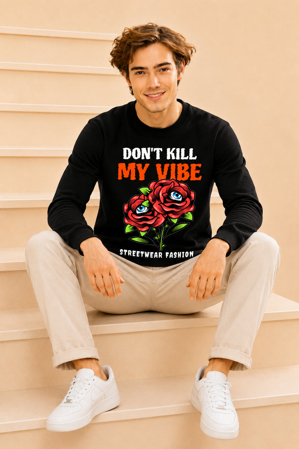 Don't Kill My Vibe Printed Men’s Full Sleeve Premium Pure Cotton Sweatshirt