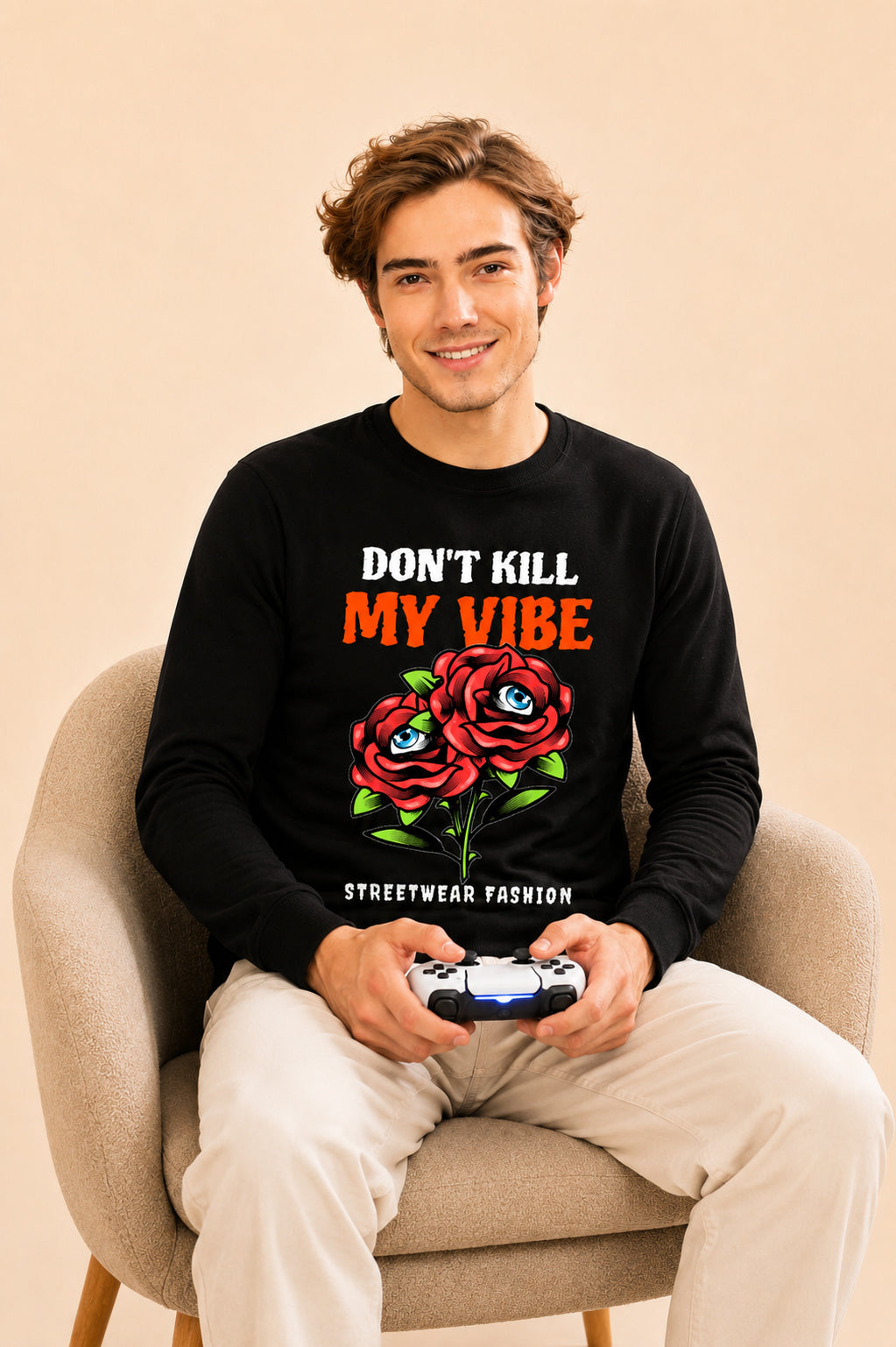 Don't Kill My Vibe Printed Men’s Full Sleeve Premium Pure Cotton Sweatshirt