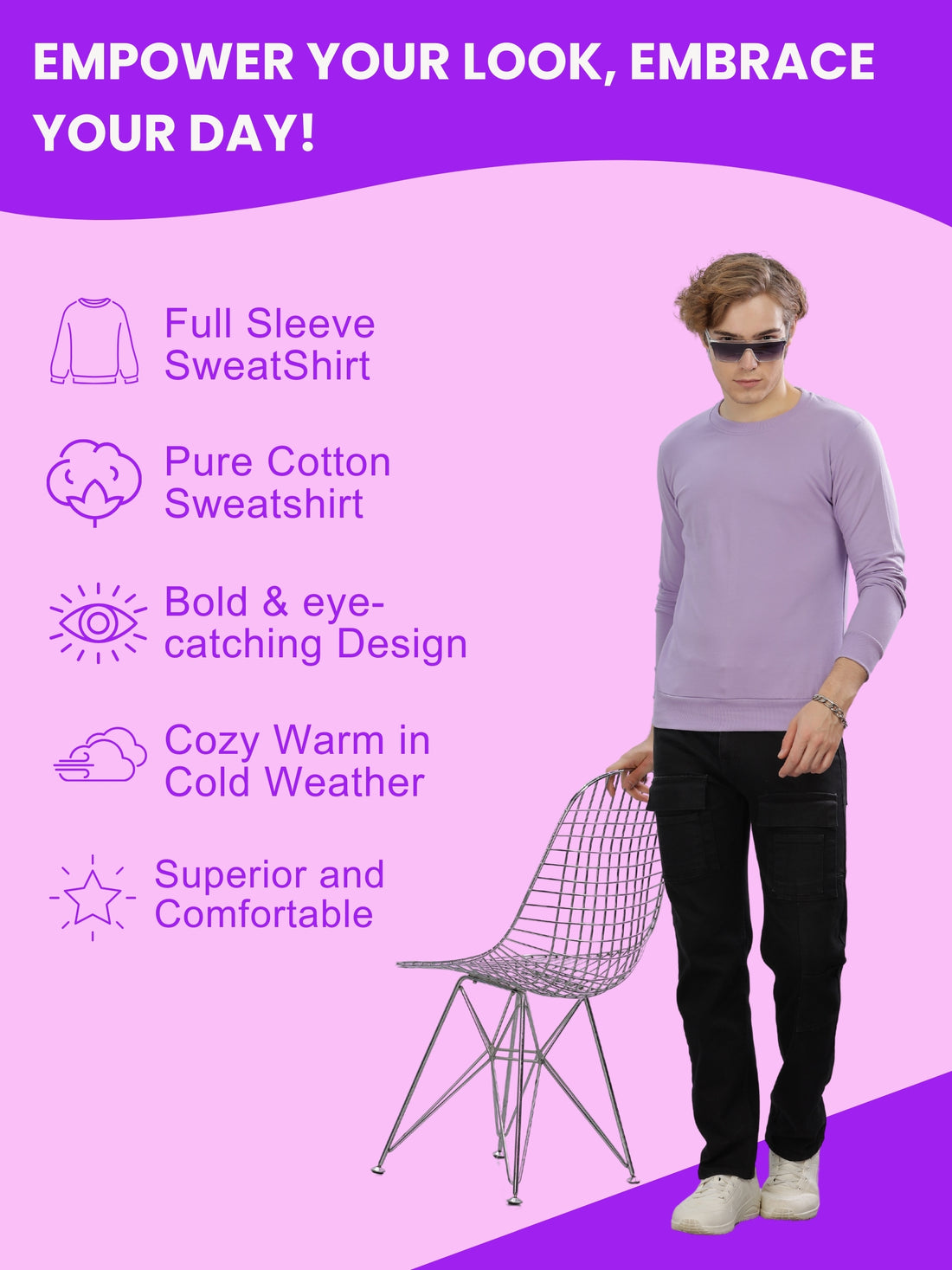 Men’s Solid Stylish Look Full Sleeve Premium Comfort Sweatshirt
