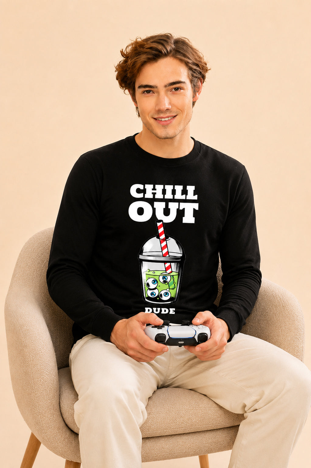 Chill Out Dude Printed Men’s Full Sleeve Premium Pure Cotton Sweatshirt