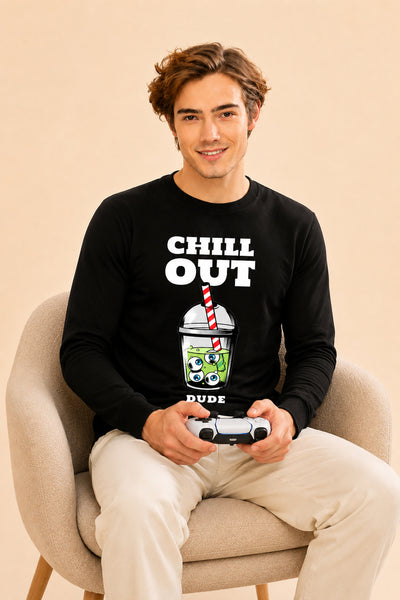 Chill Out Dude Printed Men’s Full Sleeve Premium Pure Cotton Sweatshirt