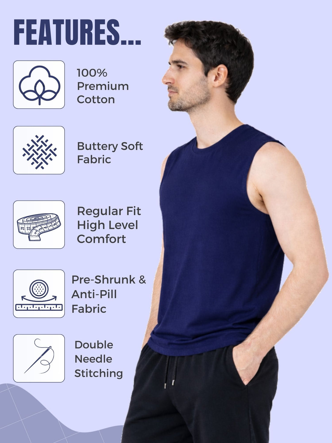 Faltu.co Men Cotton Gym Vest Breathable Sleeveless Sando