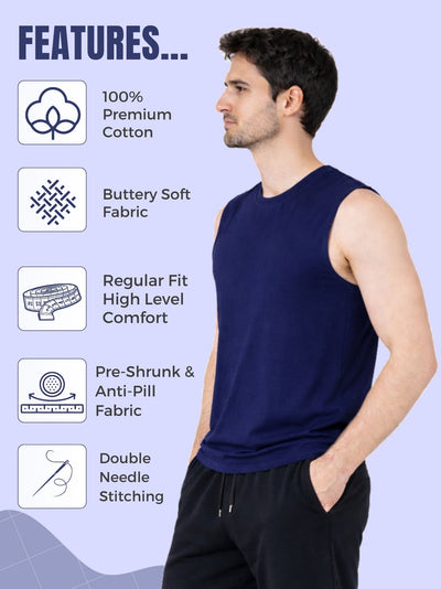 Faltu.co Men Cotton Gym Vest Breathable Sleeveless Sando