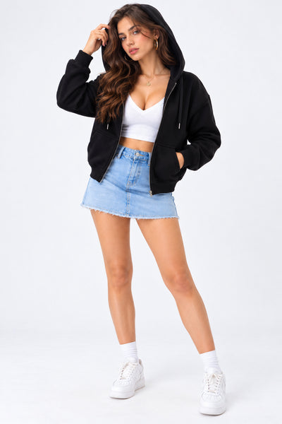 Women’s Plain Zipper Hooded Hoodie Stylish & Comfortable