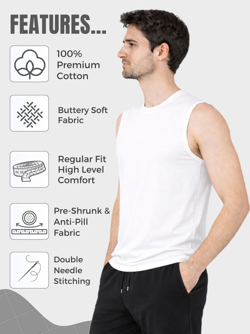 Faltu.co Men Cotton Gym Vest Breathable Sleeveless Sando