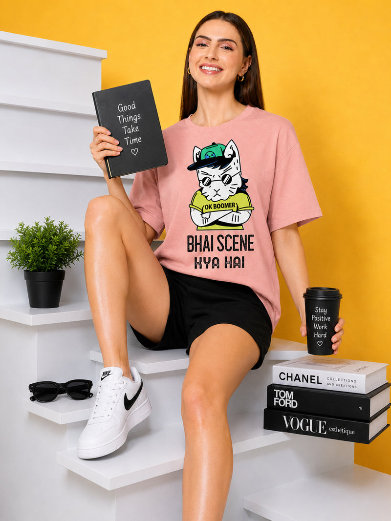 Bhai Scene Kya Hai Oversized Baggy Loose Fit T-Shirt