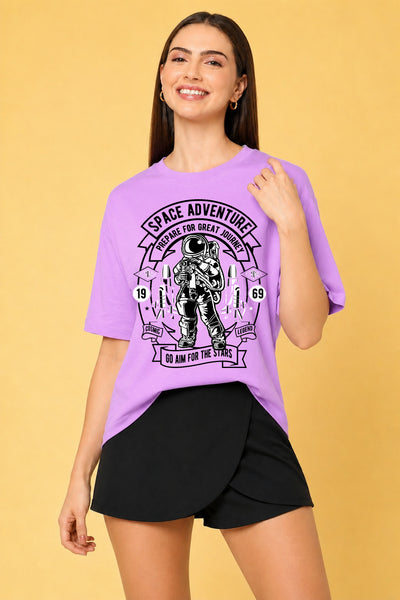 Space Adventure Printed Oversized Baggy Loose Fit T-Shirt