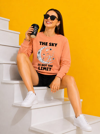 The Sky Is The Limit Printed Women’s Cozy & Stylish Full Sleeve Pastel Colour Sweatshirt
