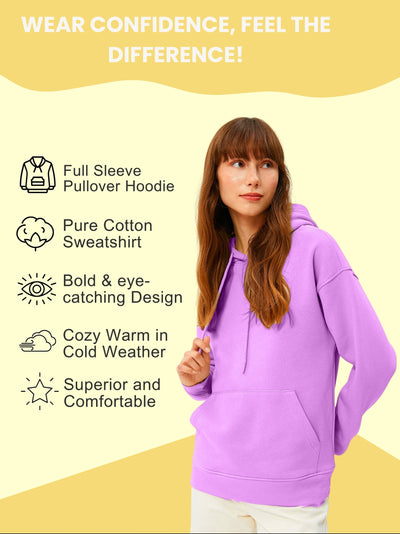 Women Plain Solid Pullover Hooded Hoodie Sweatshirt with 2 Kangaroo Pockets