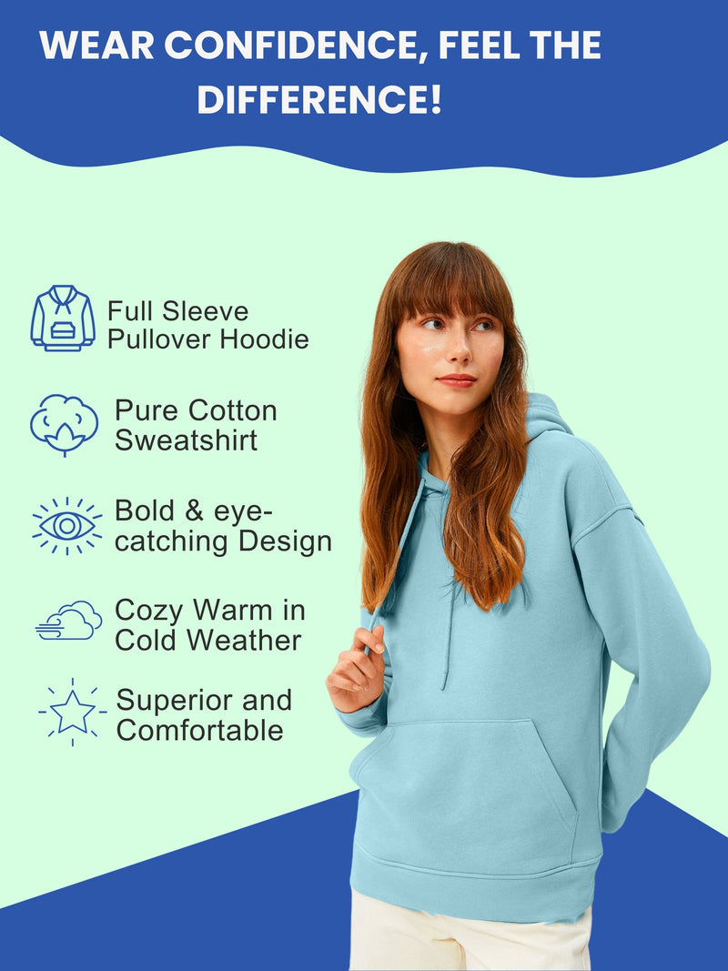 Women Plain Solid Pullover Hooded Hoodie Sweatshirt with 2 Kangaroo Pockets
