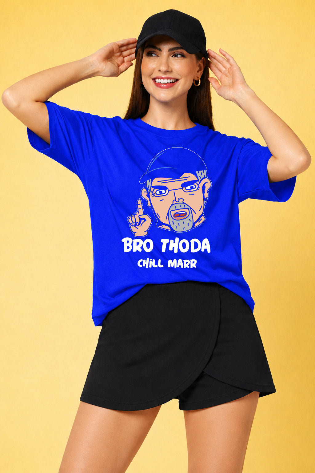 Bro Thoda Chill Kar Printed Oversized Baggy Loose Fit T-Shirt