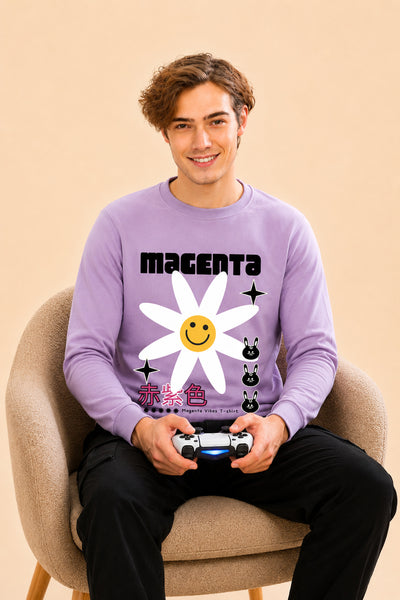 Magenta Printed Men’s Full Sleeve Premium Pure Cotton Sweatshirt