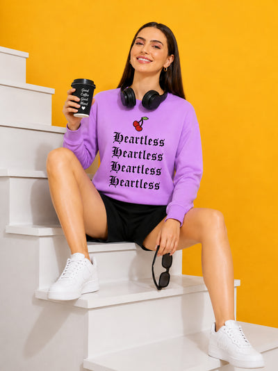 Heartless Printed Women’s Cozy & Stylish Full Sleeve Pastel Colour Sweatshirt