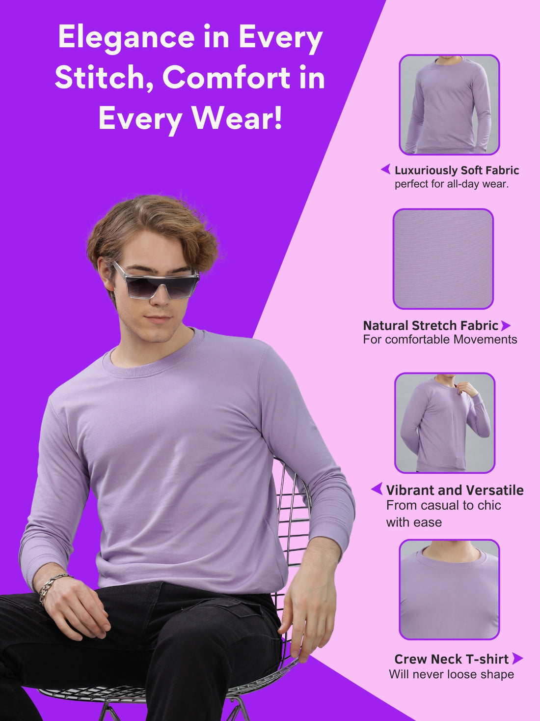 Men’s Solid Stylish Look Full Sleeve Premium Comfort Sweatshirt