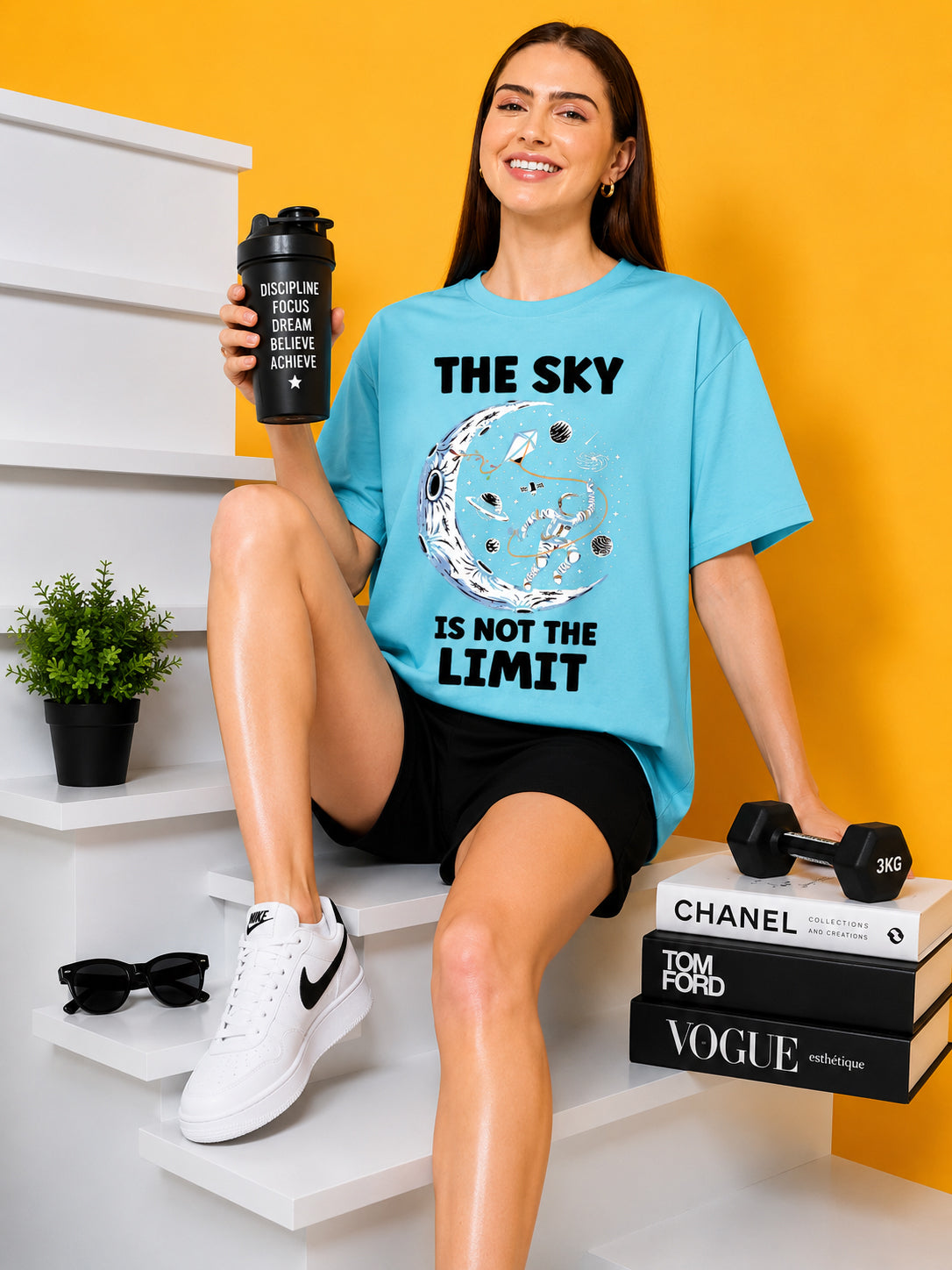 The Sky is The Limit Printed Oversized Baggy Loose Fit T-Shirt