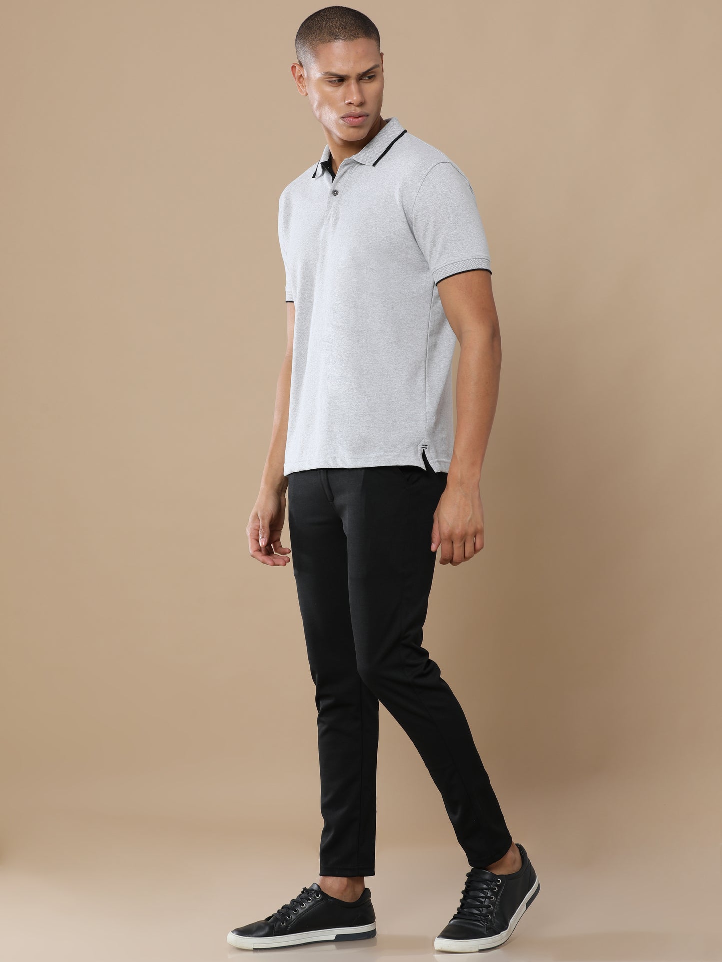 Sustainable Heather Grey Men's Premium Polo T-Shirt | Eco-Friendly Casual Wear