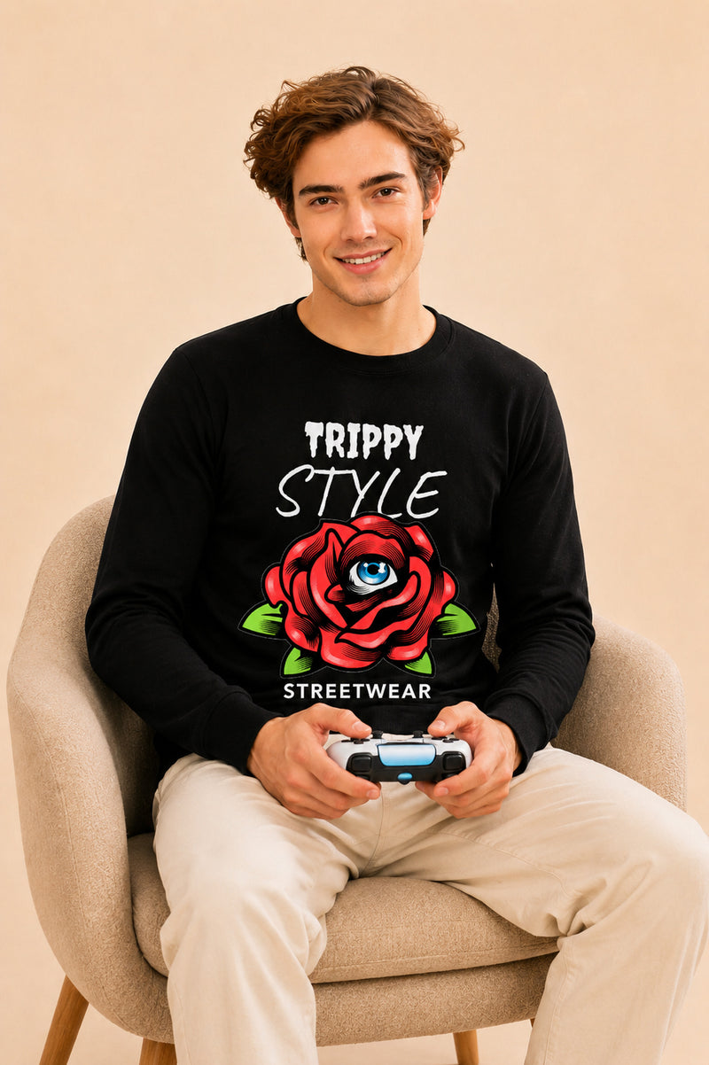 Trippy Style Streetwear Printed Men’s Full Sleeve Premium Pure Cotton Sweatshirt