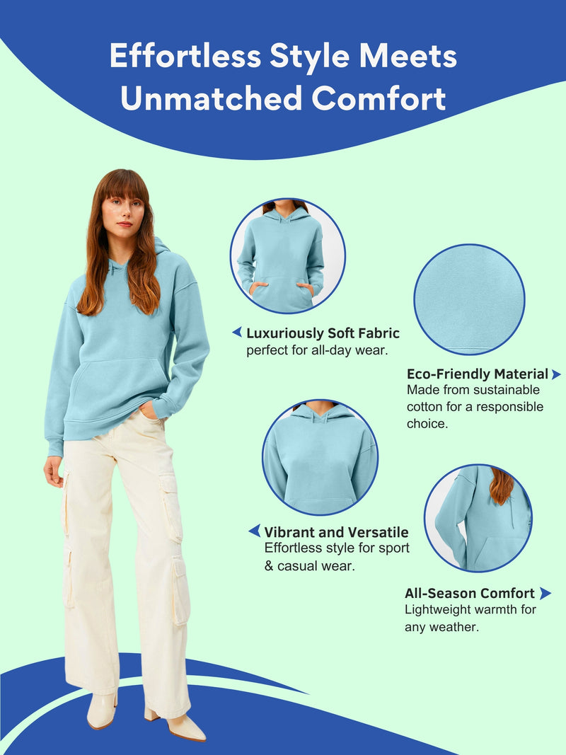 Women Plain Solid Pullover Hooded Hoodie Sweatshirt with 2 Kangaroo Pockets