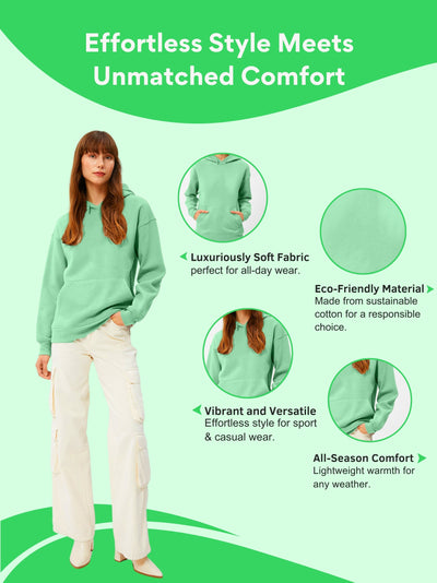 Women Plain Solid Pullover Hooded Hoodie Sweatshirt with 2 Kangaroo Pockets