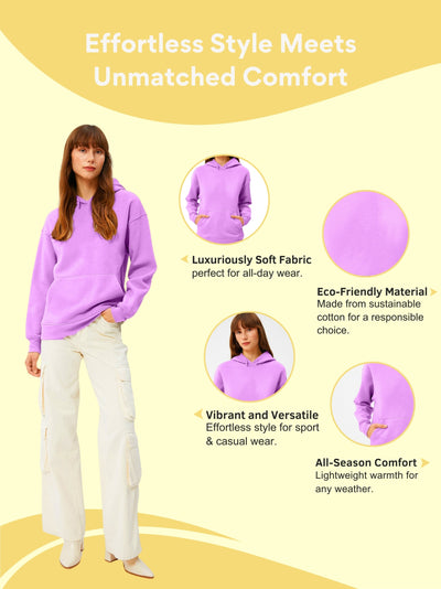 Women Plain Solid Pullover Hooded Hoodie Sweatshirt with 2 Kangaroo Pockets