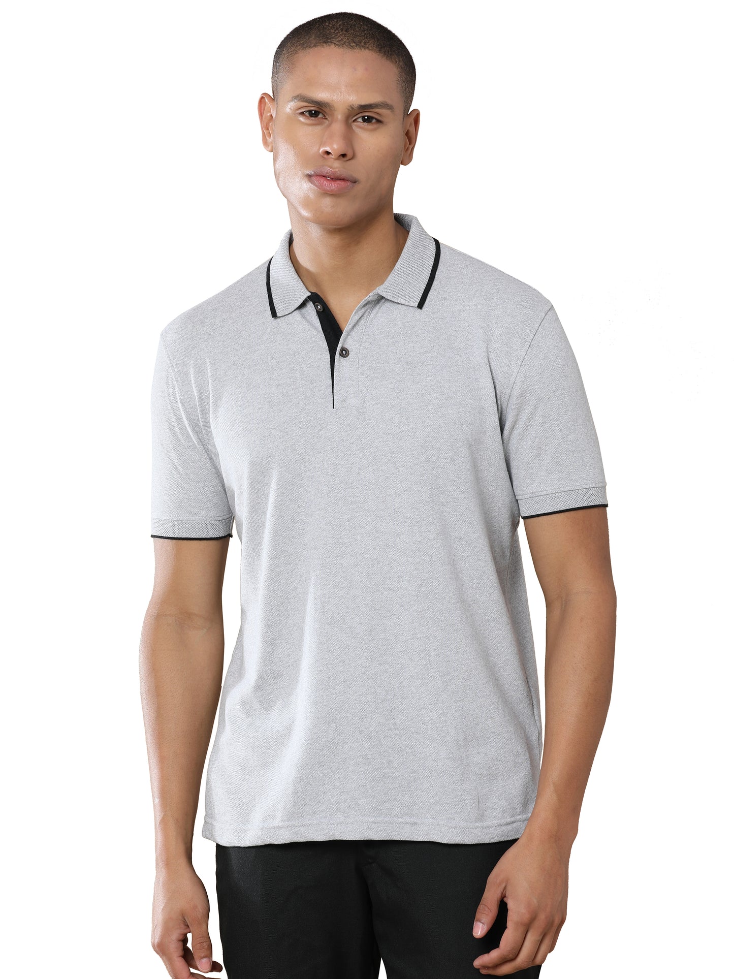 Sustainable Heather Grey Men's Premium Polo T-Shirt | Eco-Friendly Casual Wear