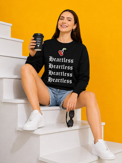 Heartless Printed Women’s Cozy & Stylish Full Sleeve Pastel Colour Sweatshirt