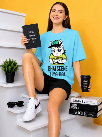 Bhai Scene Kya Hai Oversized Baggy Loose Fit T-Shirt