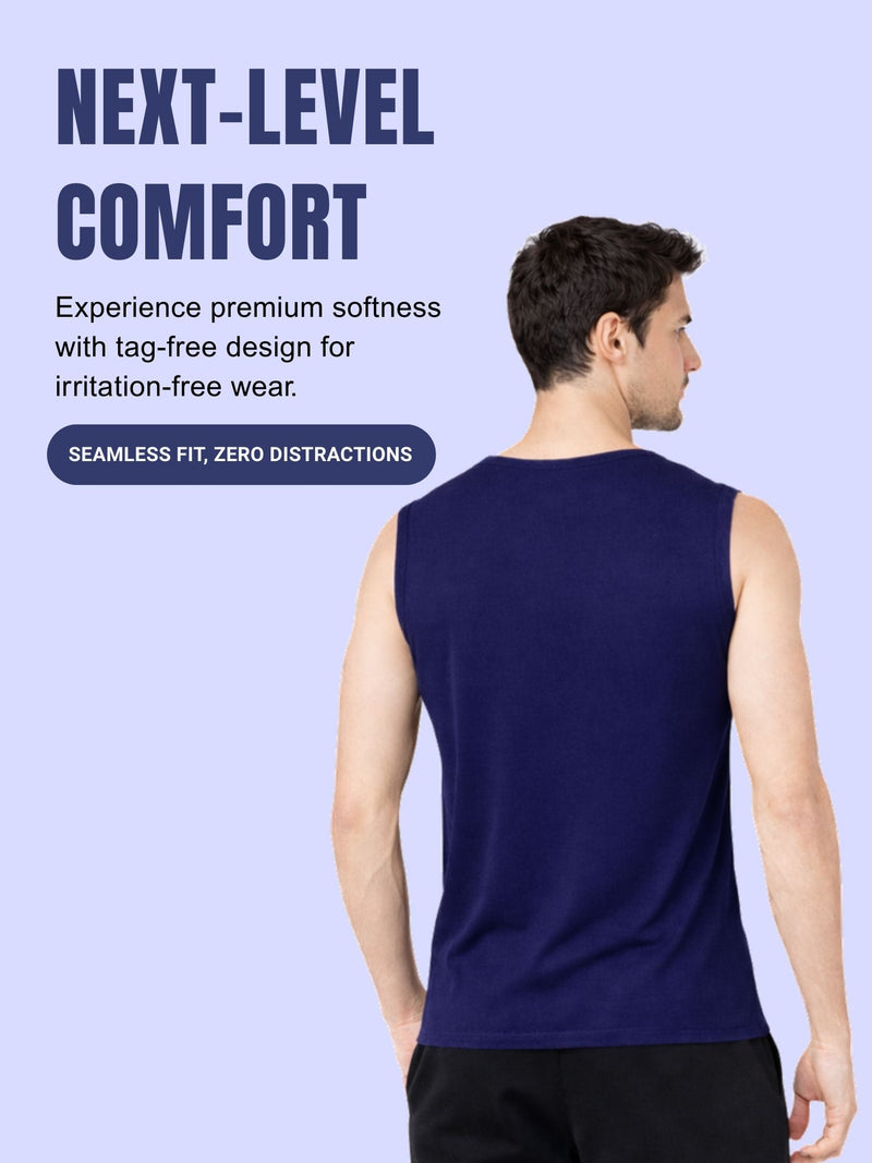 Faltu.co Pack of 3 Multicolour Men Cotton Gym Vest Breathable Sleeveless Sando