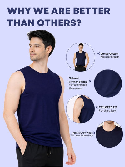 Faltu.co Pack of 3 Multicolour Men Cotton Gym Vest Breathable Sleeveless Sando