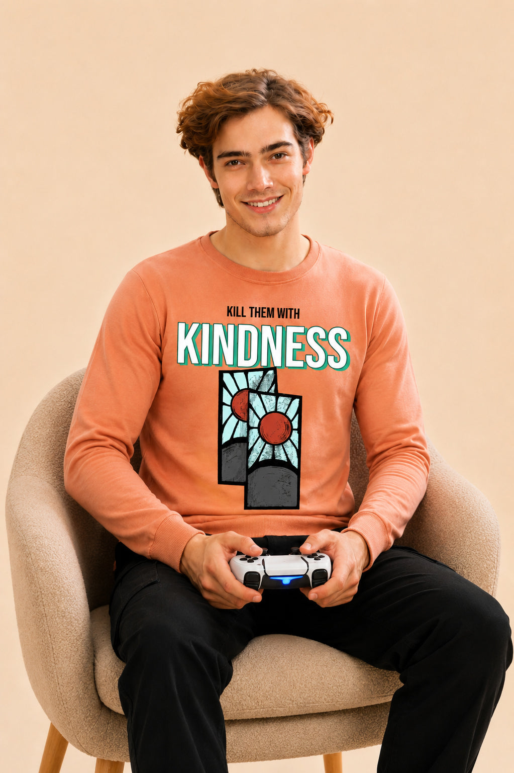 Kill Them With Kindness Printed Men’s Full Sleeve Premium Pure Cotton Sweatshirt