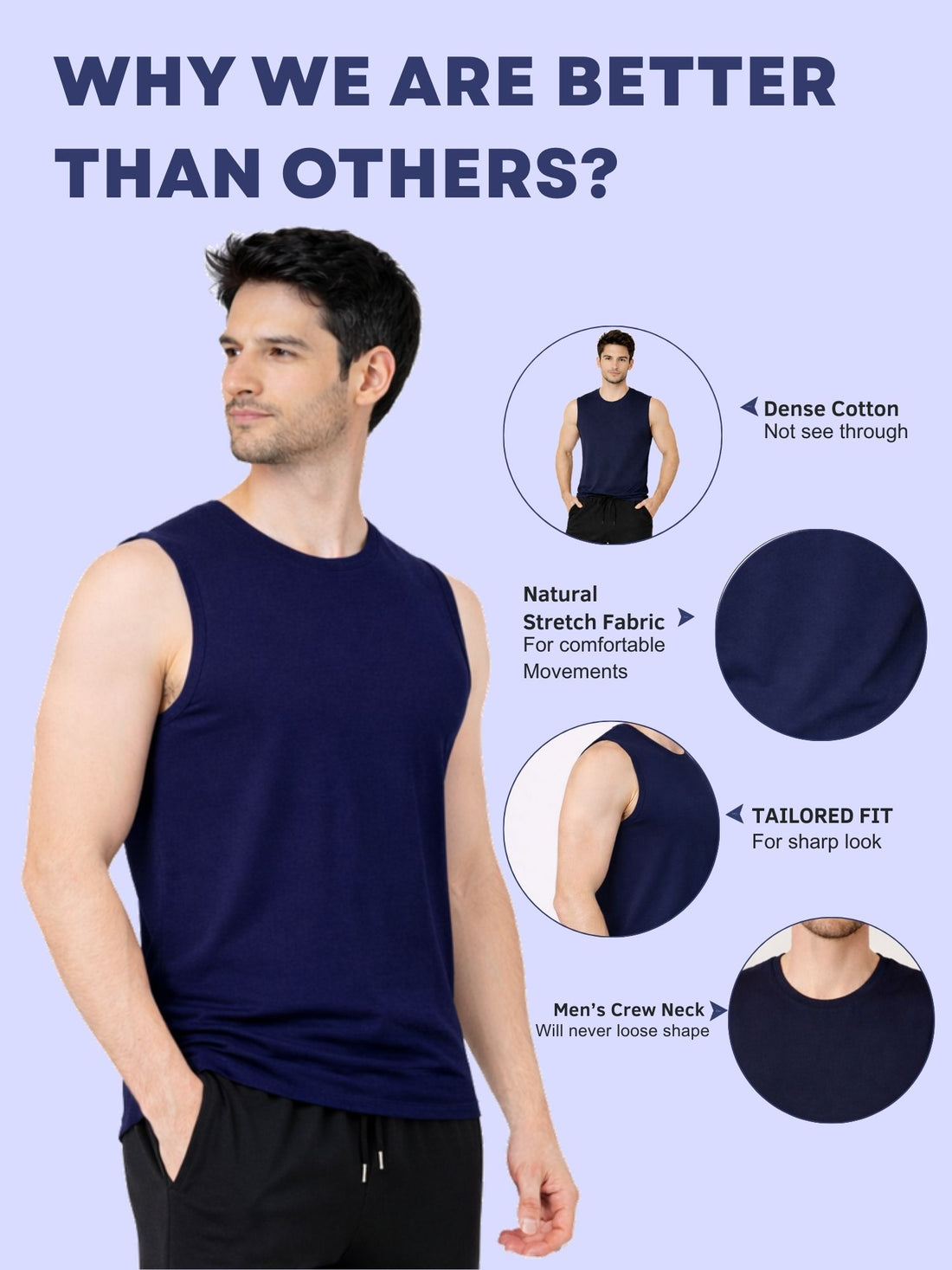 Faltu.co Pack of 2 Multicolour Men Cotton Gym Vest Breathable Sleeveless Sando