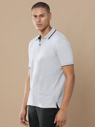 Sustainable Heather Grey Men's Premium Polo T-Shirt | Eco-Friendly Casual Wear