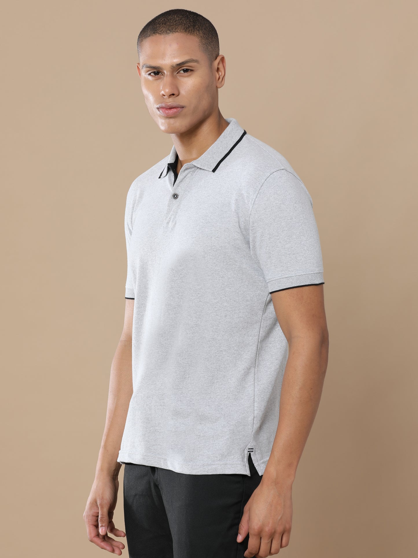 Sustainable Heather Grey Men's Premium Polo T-Shirt | Eco-Friendly Casual Wear