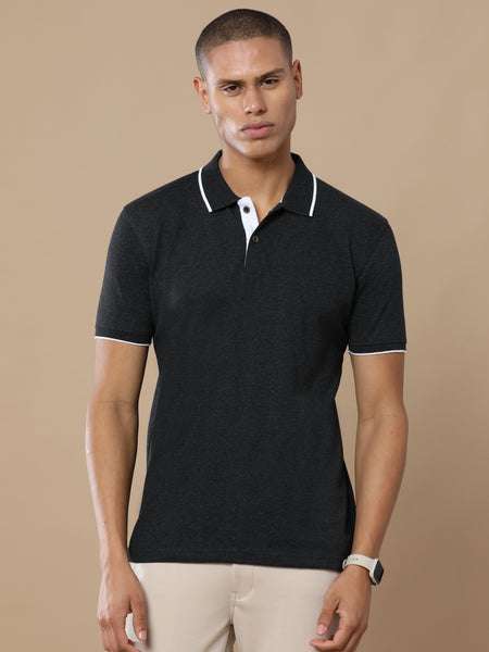 Charcoal Melange Eco-Friendly Men’s Casual Wear Sustainable Polo T-Shirt