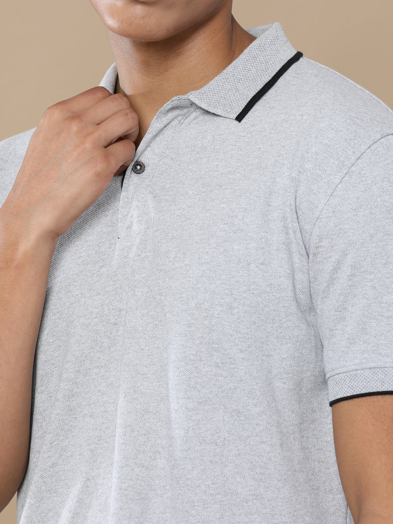 Sustainable Heather Grey Men's Premium Polo T-Shirt | Eco-Friendly Casual Wear