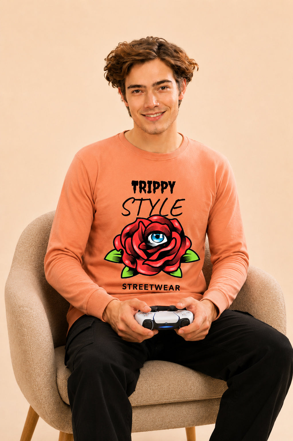 Trippy Style Streetwear Printed Men’s Full Sleeve Premium Pure Cotton Sweatshirt