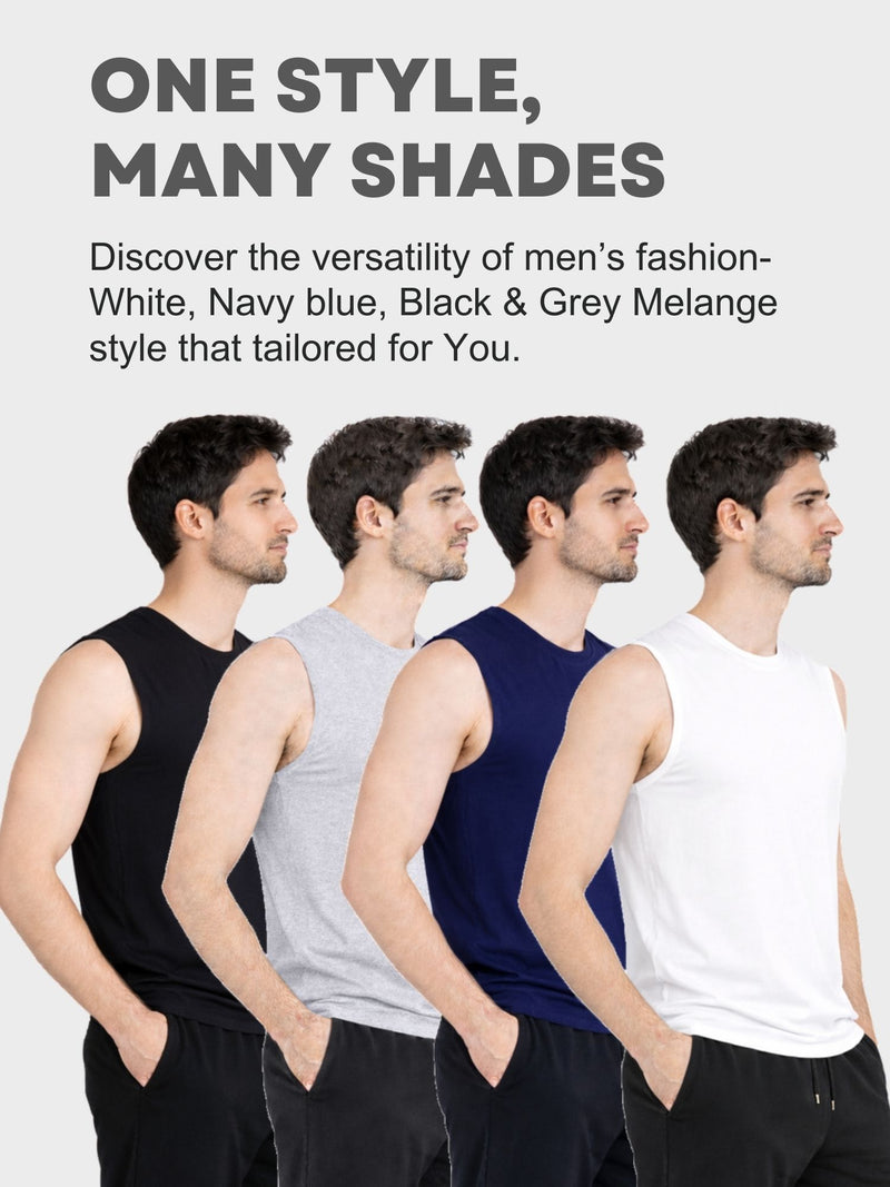 Faltu.co Pack of 3 Multicolour Men Cotton Gym Vest Breathable Sleeveless Sando