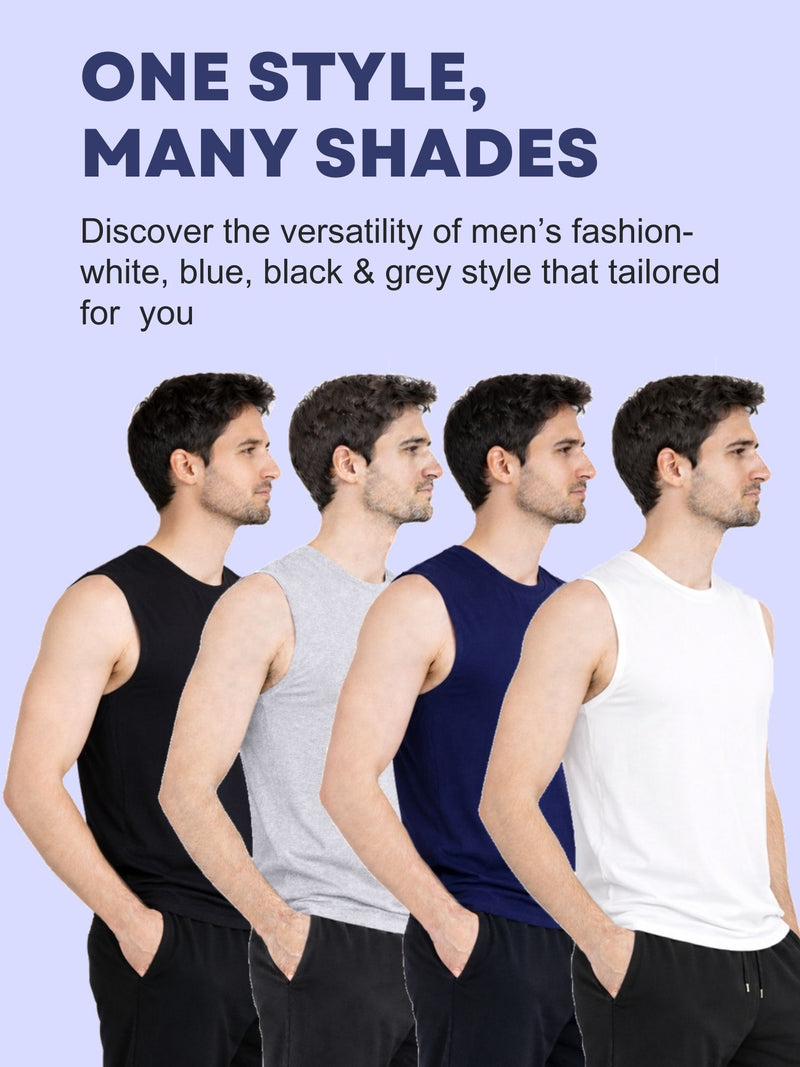 Faltu.co Pack of 2 Multicolour Men Cotton Gym Vest Breathable Sleeveless Sando