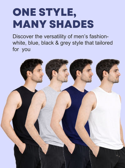 Faltu.co Pack of 2 Multicolour Men Cotton Gym Vest Breathable Sleeveless Sando